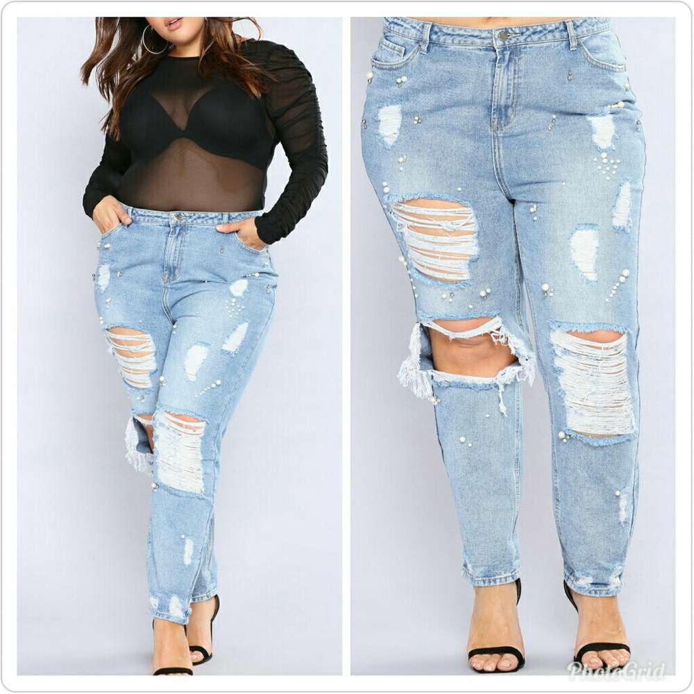 Fashion Nova Jeweled Boyfriend Jeans 3x